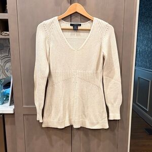 Calvin Klein Cream Ribbed V-Neck Knit Tunic
